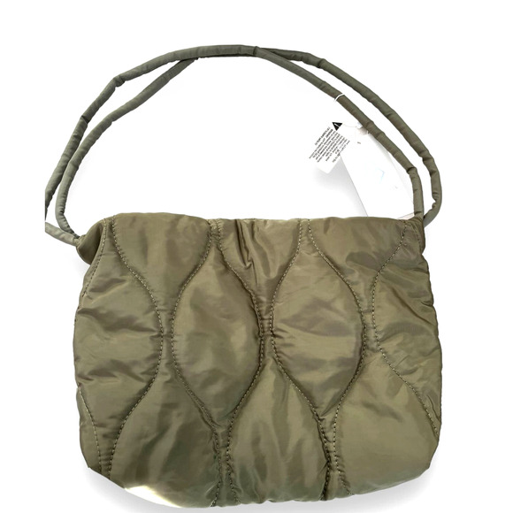 STREET LEVEL Hourglass Quilted Puffy Tote Shoulder Bag | Army Green NWT - Picture 8 of 9